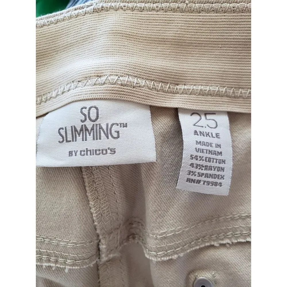 NWT‎ so slimming by CHICO'S WOMEN SZ 2.5 Tummy Panel construction Ankle PANTS